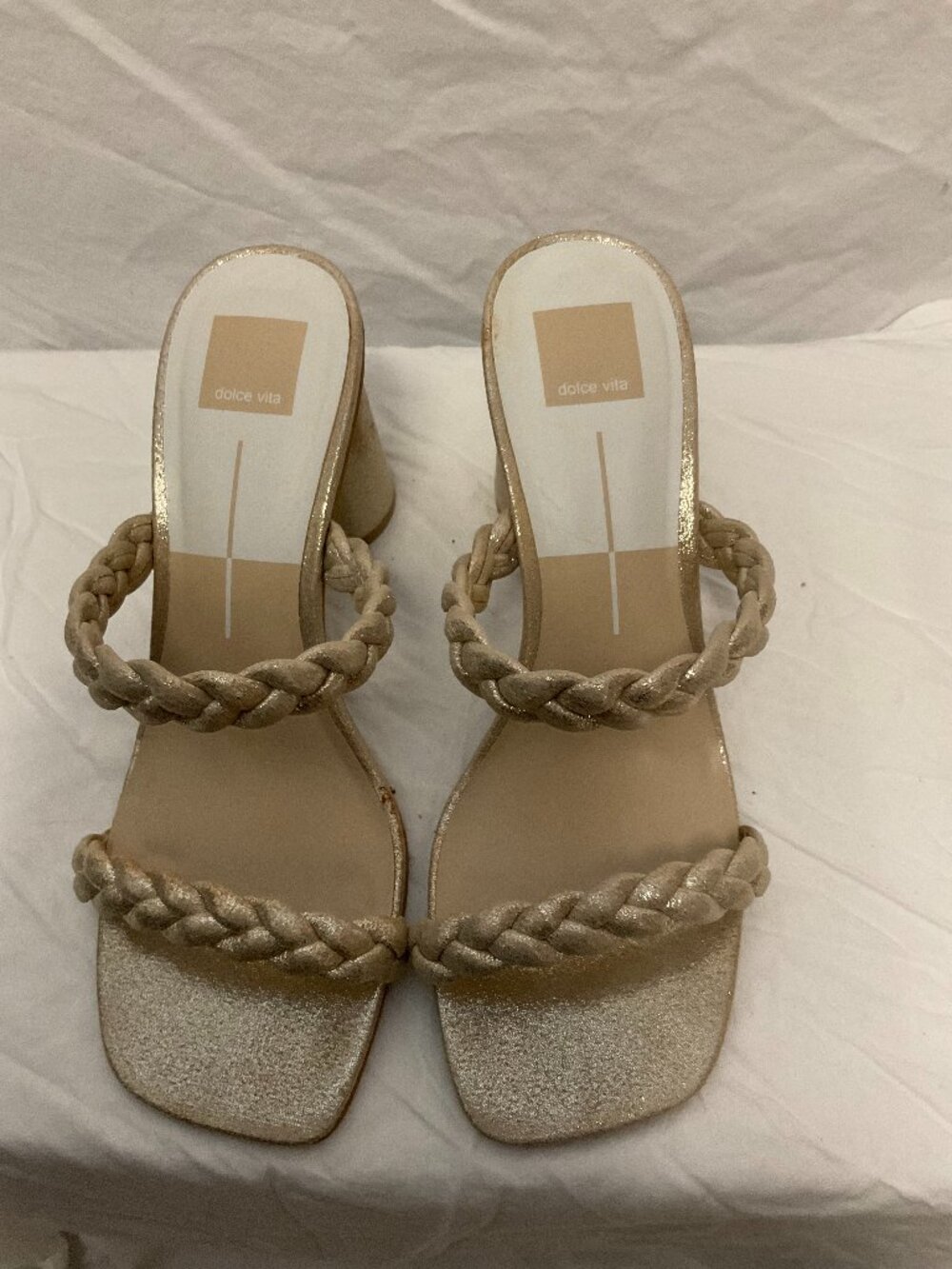 Dolce Vita Gold Cream Braided Slide Sandals